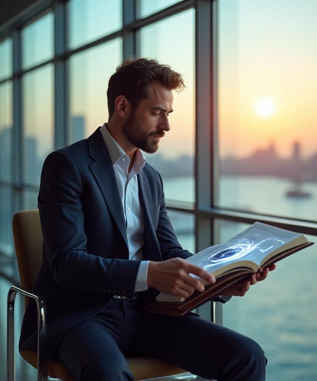 Executive holding a high-end data visualization report